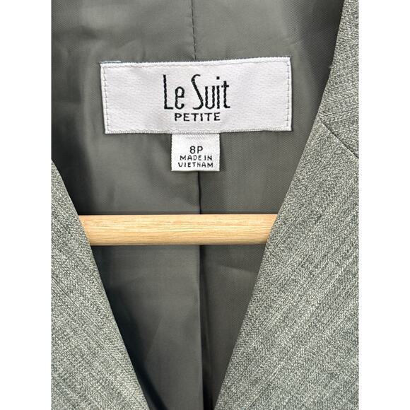 Le Suit Petite Sage Green 3 Button Pleated Suit Jacket Blazer Women 8P - Picture 5 of 8